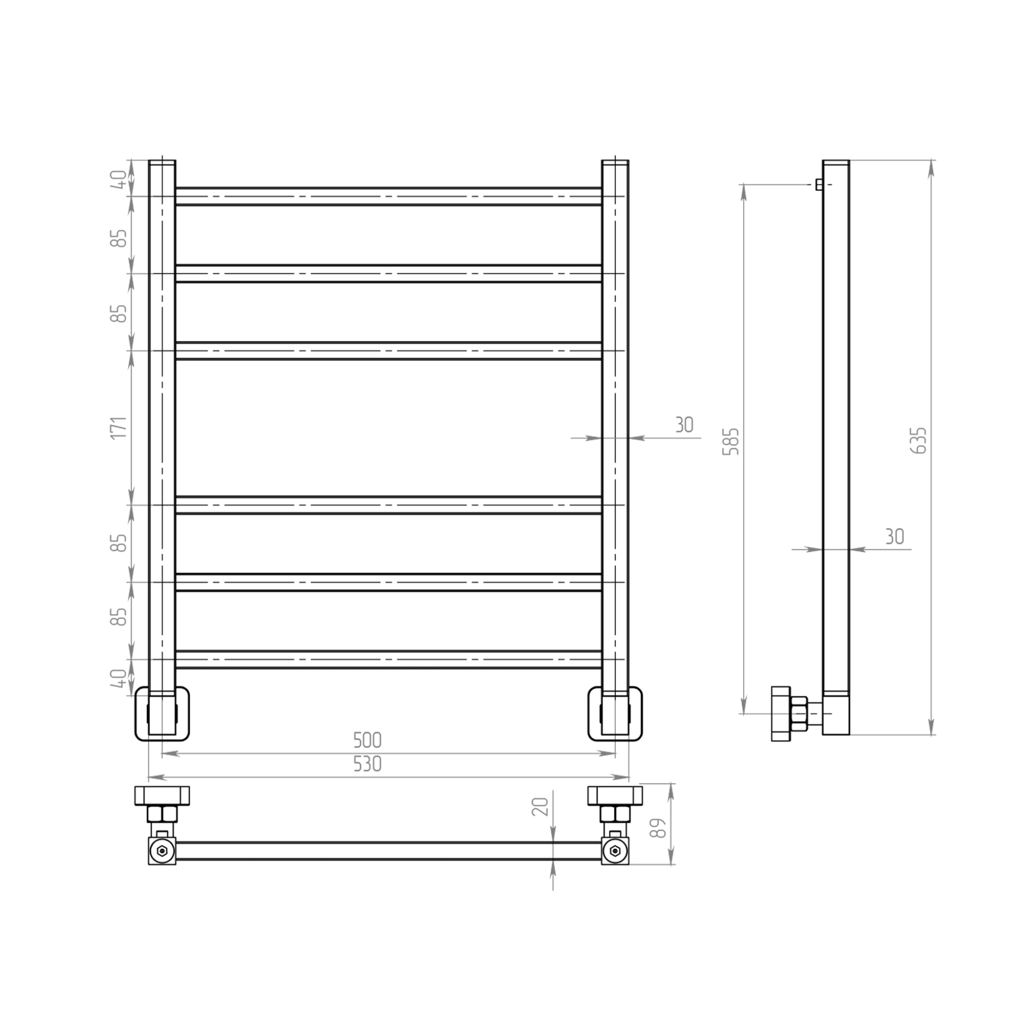Полотенцесушитель Aletto 60/50, к-3, Хром