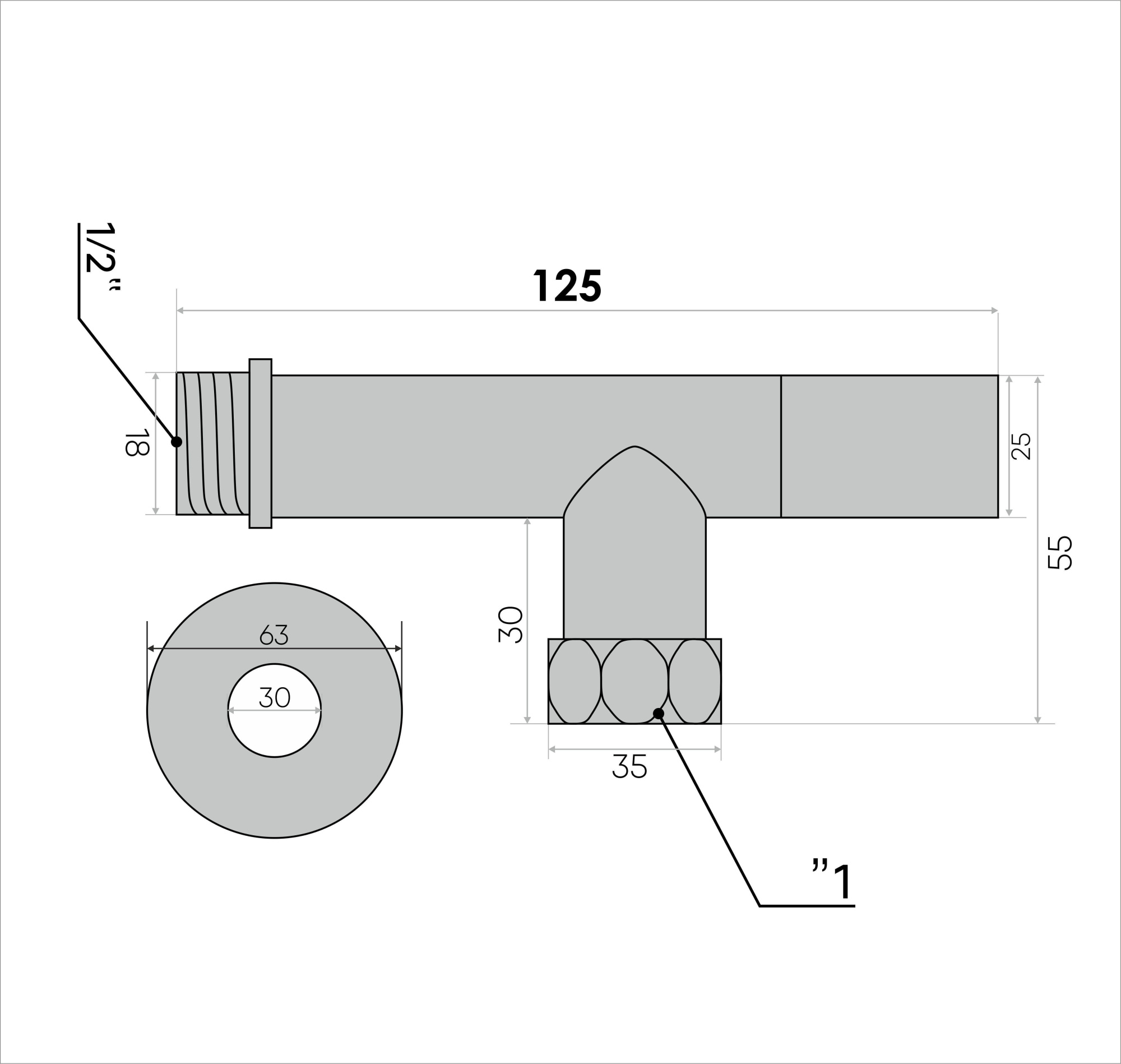 Изображение Вентиль круглый, угловой 1"х1/2" гайка/штуцер, хром (пара)