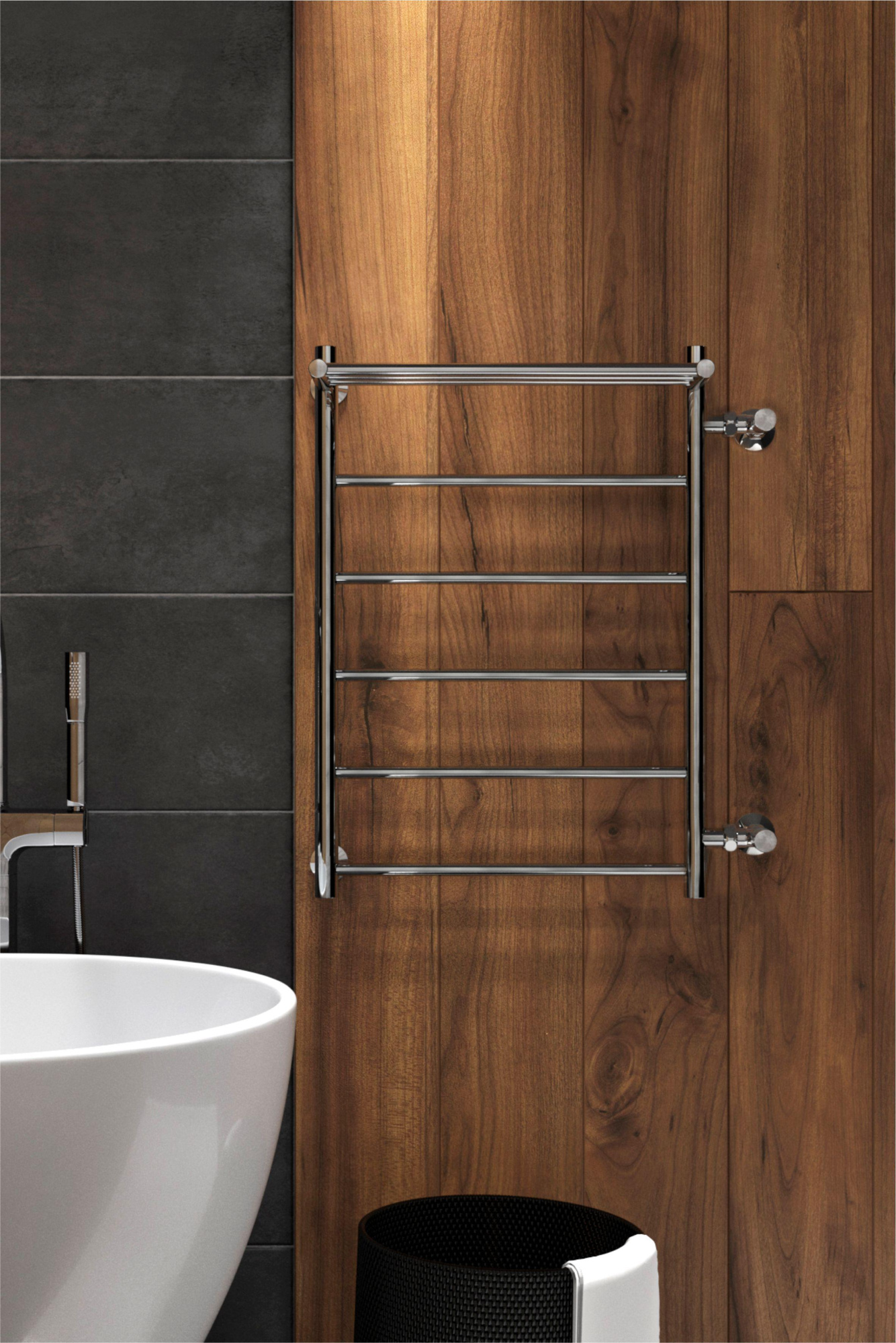 Line с полочкой, боковое подключение 70/60, Хром