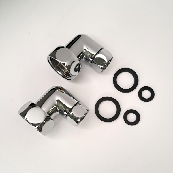 Изображение Соединение угловое 1"x1/2" гайка/гайка, хром (пара)