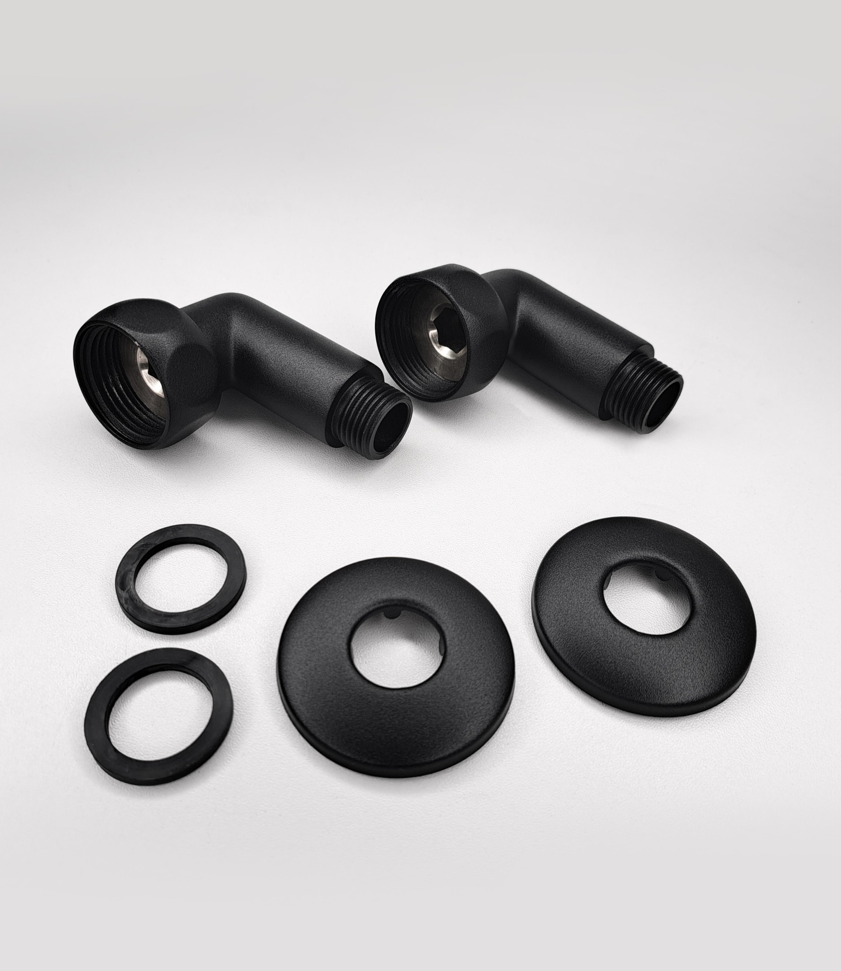 Изображение Соединение угловое 1"x1/2" гайка/штуцер, Черный Муар (пара)