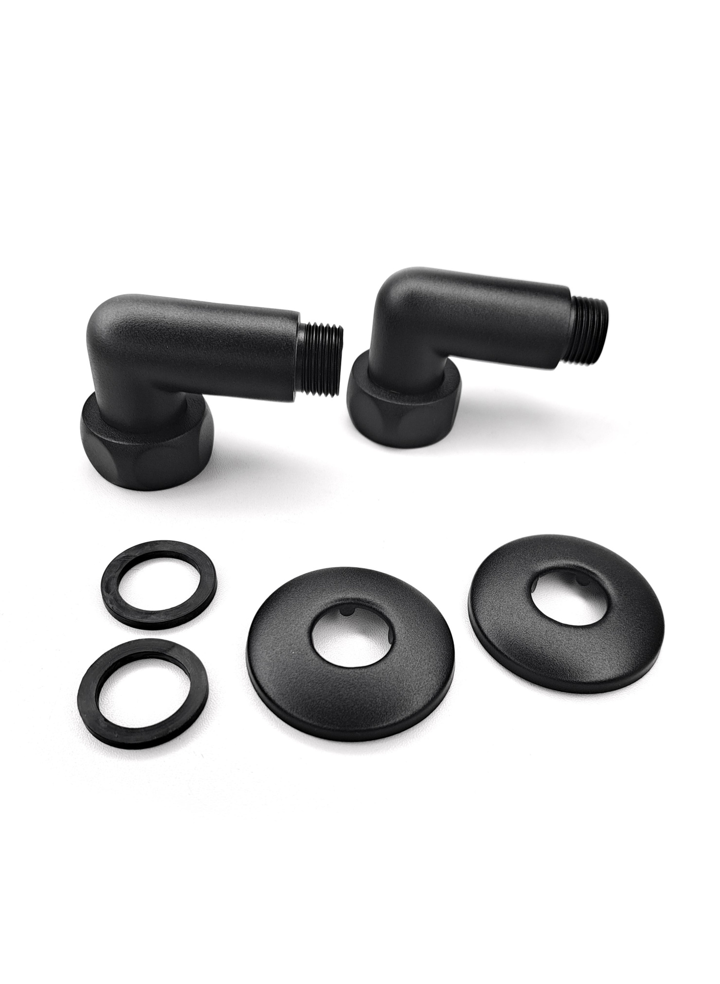 Изображение Соединение угловое 1"x1/2" гайка/штуцер, Черный Муар (пара)