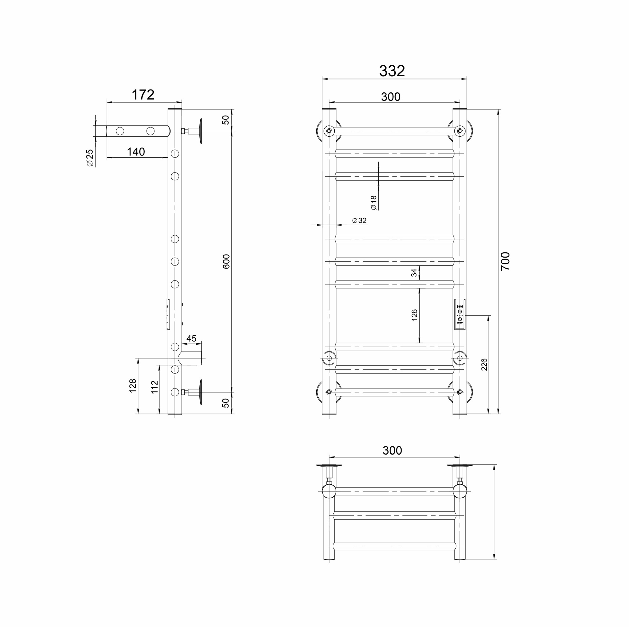 Line Trinity с полкой 70-30 Полированный