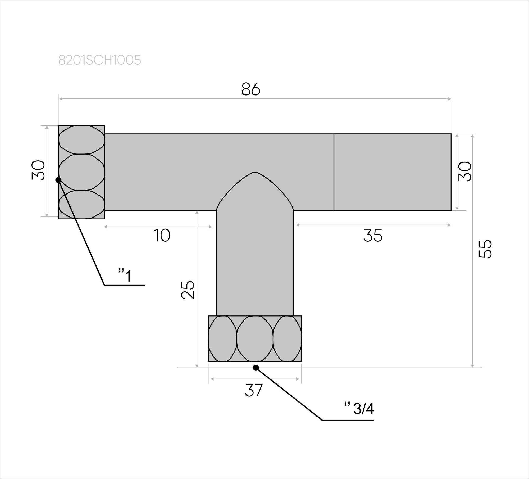 Изображение Вентиль круглый, угловой, 1"х3/4" гайка/гайка, хром (пара)