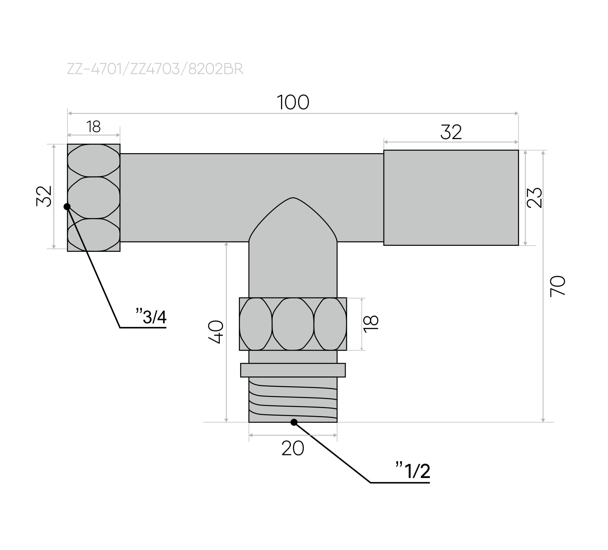 Изображение Вентиль круглый, угловой 3/4"х1/2" гайка/штуцер, Черный Муар (пара)