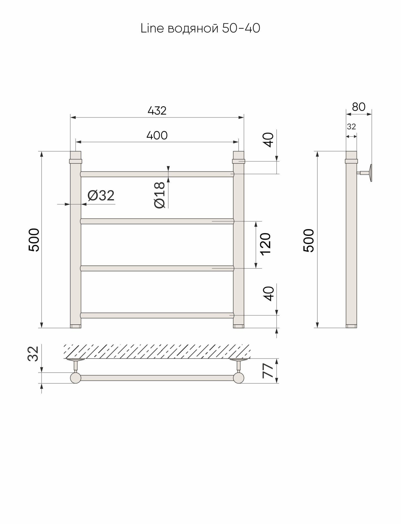 Полотенцесушитель Line 50/40, Хром