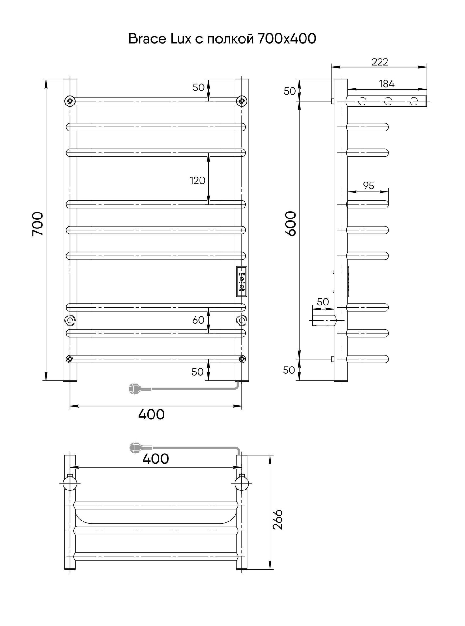 Brace Lux с полочкой, 70-40 полированный Brace Lux с полочкой, 70-40 полированный