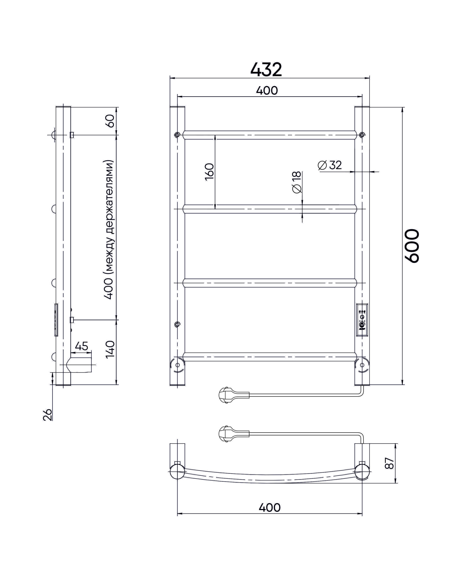Полотенцесушитель Arc Lux 60/40, Хром