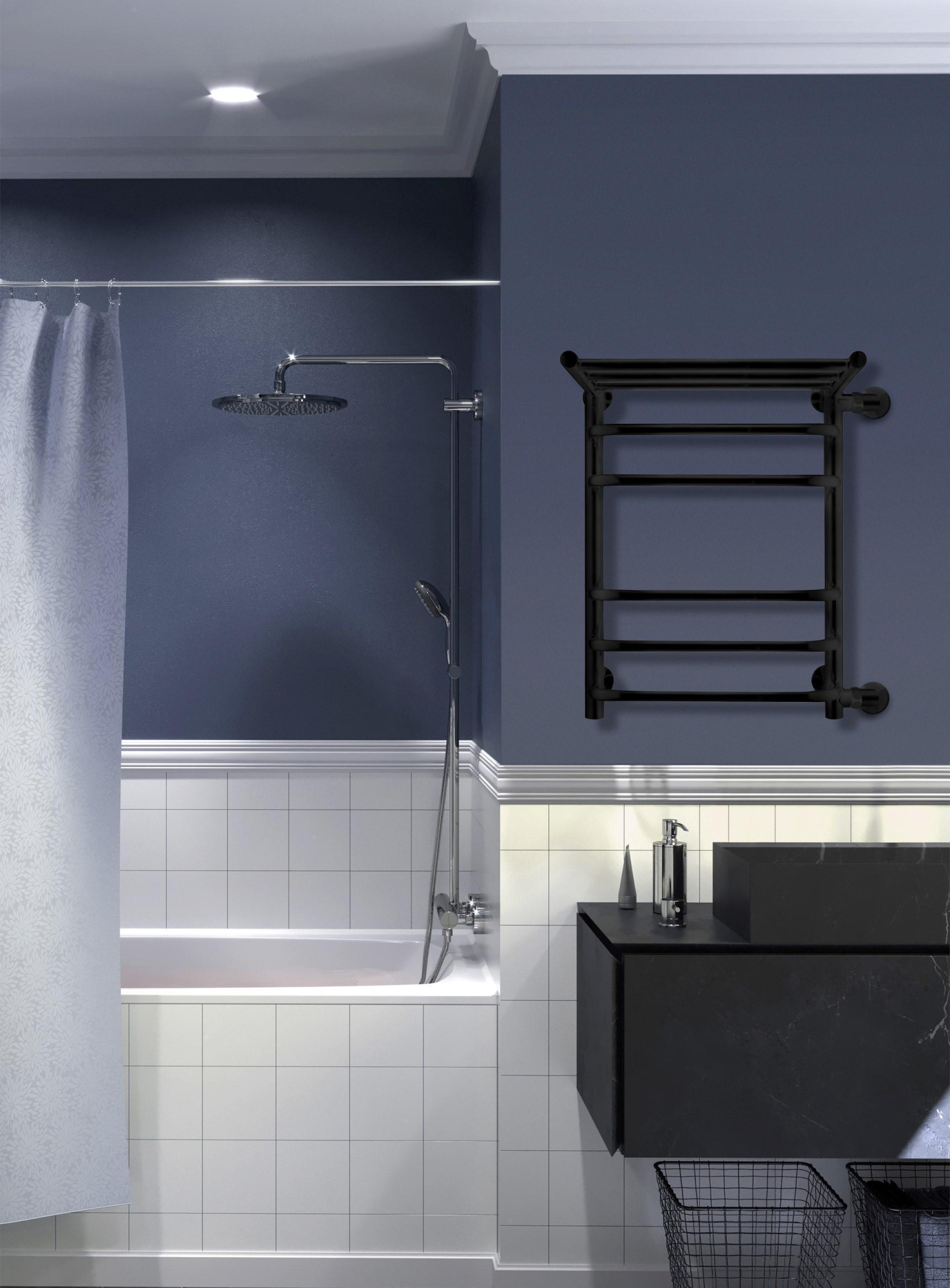 Brace с полочкой, боковое подключение 60/40, Черный муар