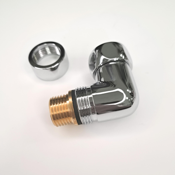 Изображение Соединение со сгоном угловое 3/4"x1/2" гайка/штуцер, хром (пара)