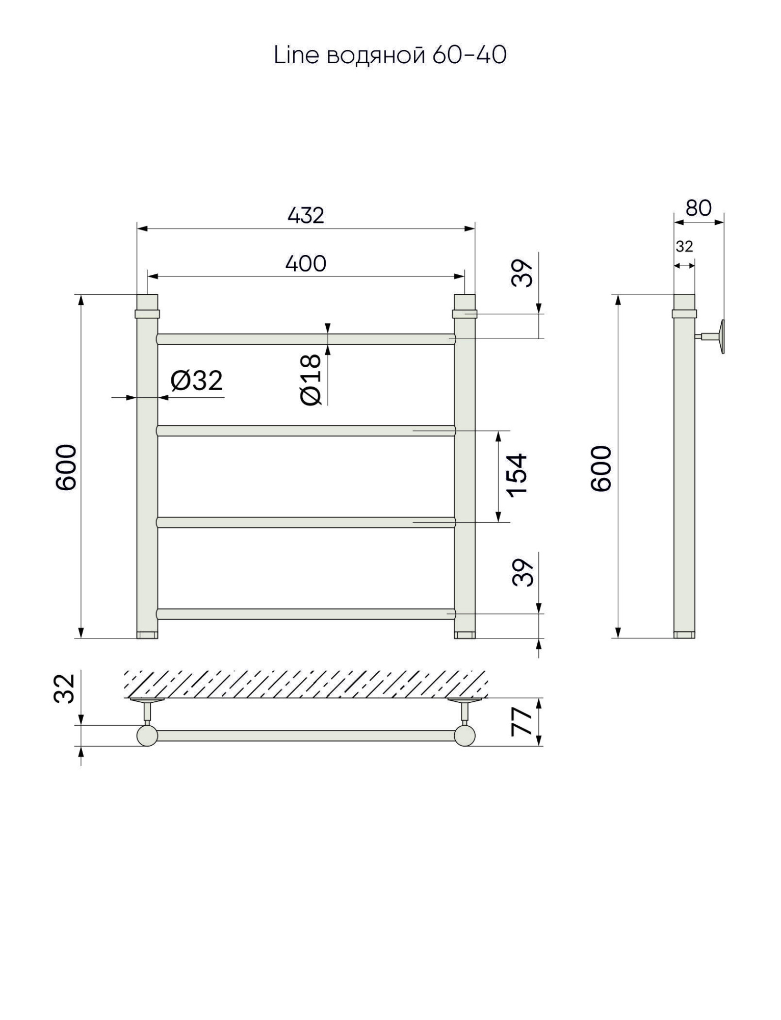 Полотенцесушитель Line 60/40, Хром