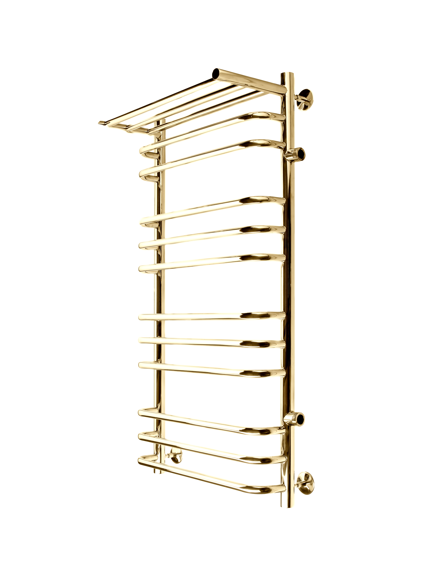 Полотенцесушитель Brace с полочкой, боковое подключение 100/50, Золото